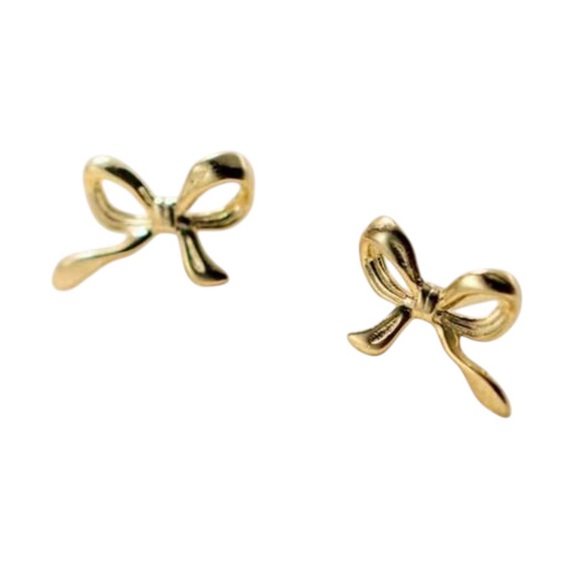 Dainty Gold Bow Stud Earrings NWT - Picture 2 of 5